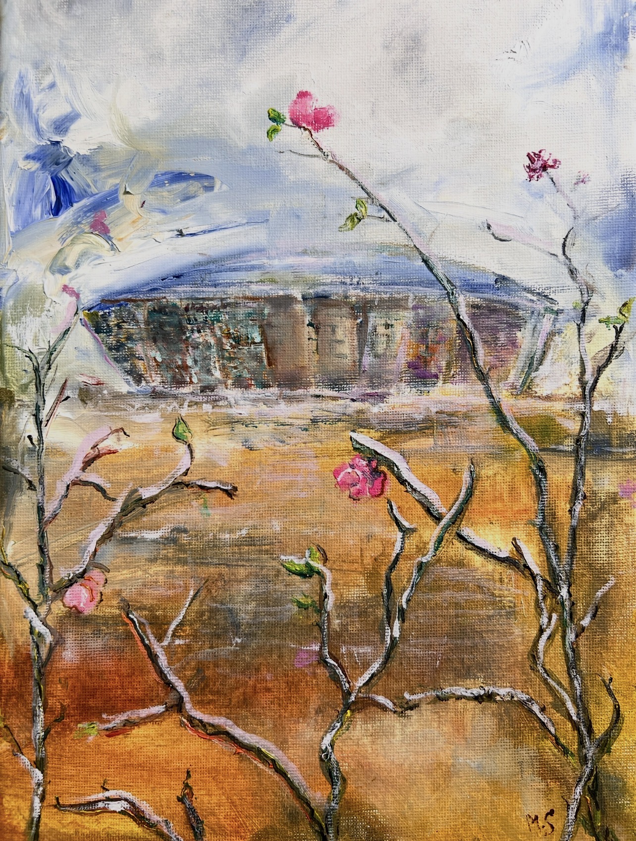 Donbas Arena Donetsk original painting by Marina Stognieva, Donetsk Region, Picturesque Guide to Ukraine